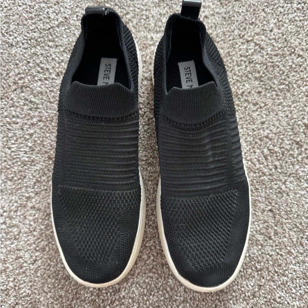 Steve Madden Black Slip-On Sneakers with Knit Upper